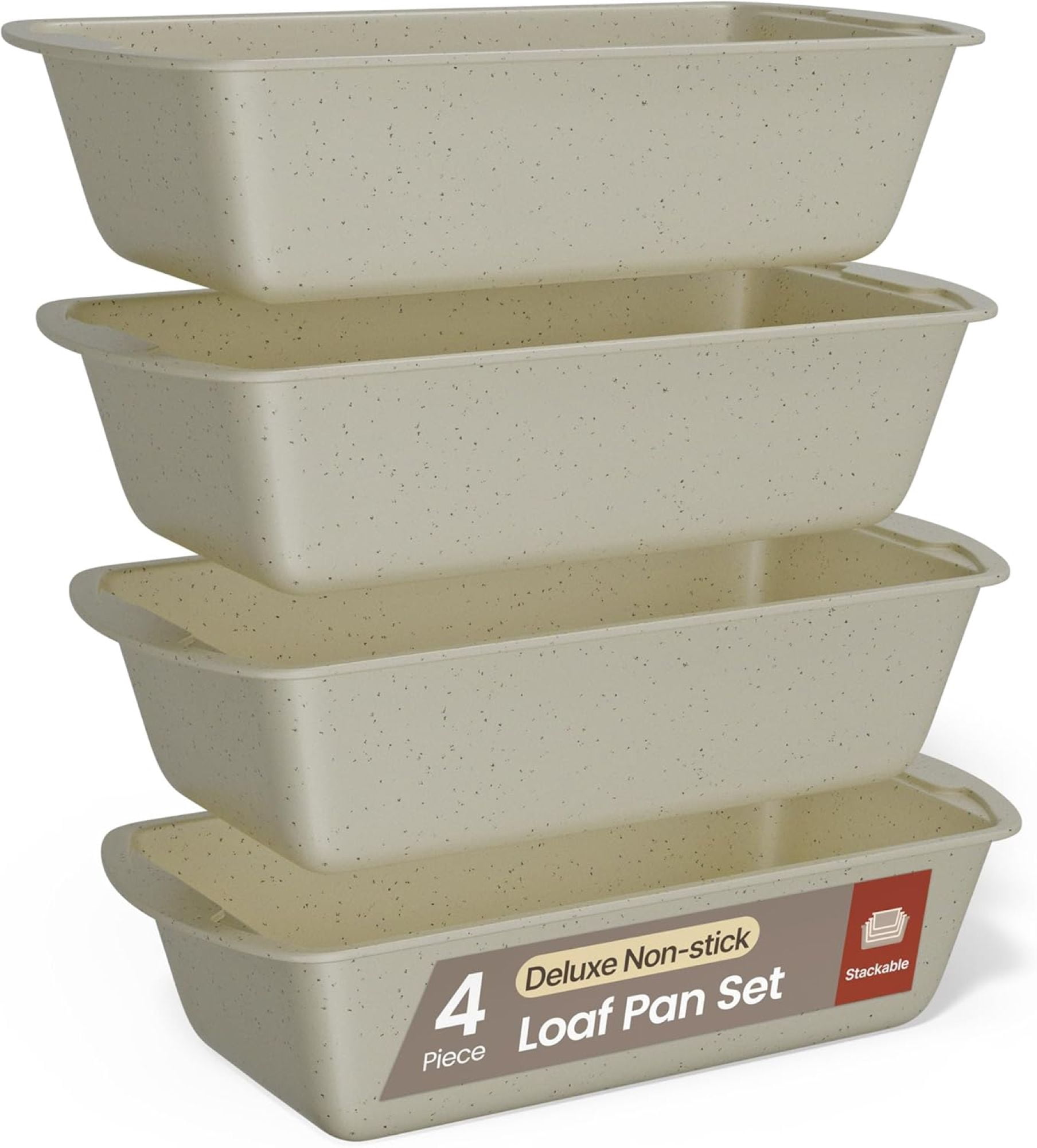 Nonstick Loaf Pan Set pack of 4, Carbon Steel 11" Large Baking Bread Pan, Oven Safe Up to 450°F, Space Saving Stackable Design, Stain Resistant,White Marble