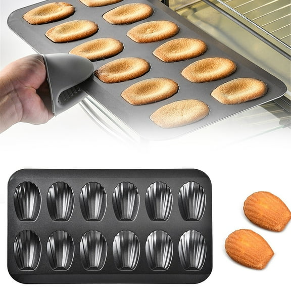 Nonstick Madeleine Pan, 12-Cavity Madeleines Mold Cookie Tray, Stainless Steel Bakeware, Warp Resistant Shell Madeleine Mold - Cake & Cookie Tray for Baking