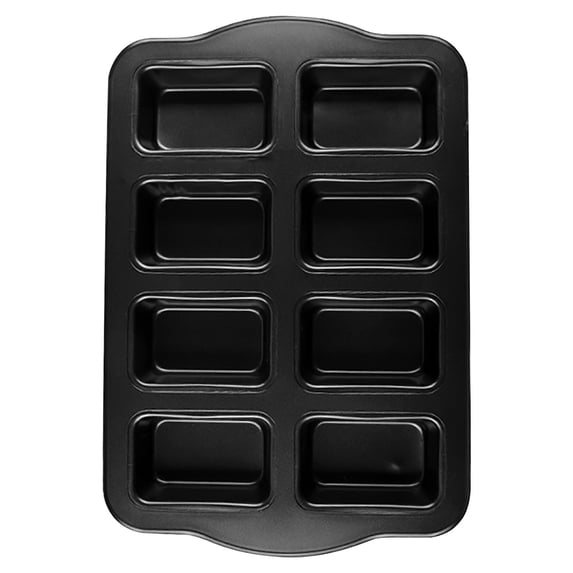 Nonstick Mini Loaf Pan 8-Cavity Square Pound Cake Mould for Baking Bread Cheese Brownie Even Heating, Black