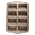 thumbnail image 1 of Nonstick Mini Loaf Pan 8-Cavity Square Pound Cake Mould for Baking Bread Cheese Brownie Even Heating, Gold, 1 of 5