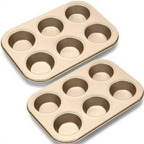 Nonstick Muffin Pan,Bexikou 2 Pack Mini Cupcake Pan Set,Round Muffin Tins for Baking,Baking Tray for Muffins, Cupcakes, Brownie(Black, 6 Cup)