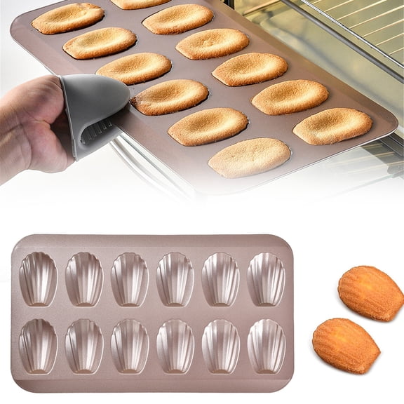 Nonstick Pan For Baking 12 Cavity Shape Cake And Cookie Tray Cookie Madeleine Cake Pan Heavy-Duty Carbon Steel Baking Mold, Easy Release Nonstick Coating, Dishwasher Safe Bakeware for Home Kitchen