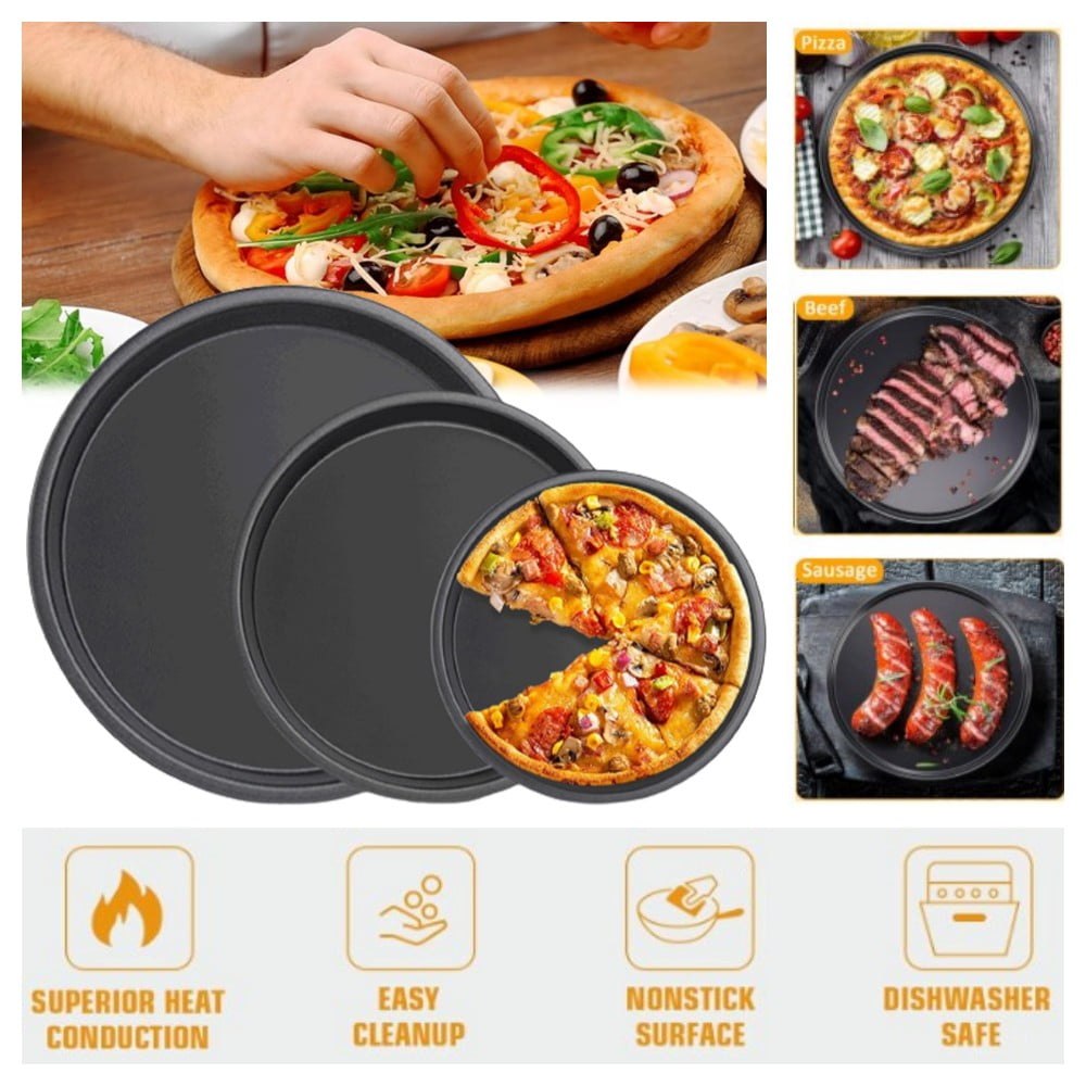 Nonstick Pizza Pan Sets 3Pack Round Pizza Baking Pans Deep Dish Pizza