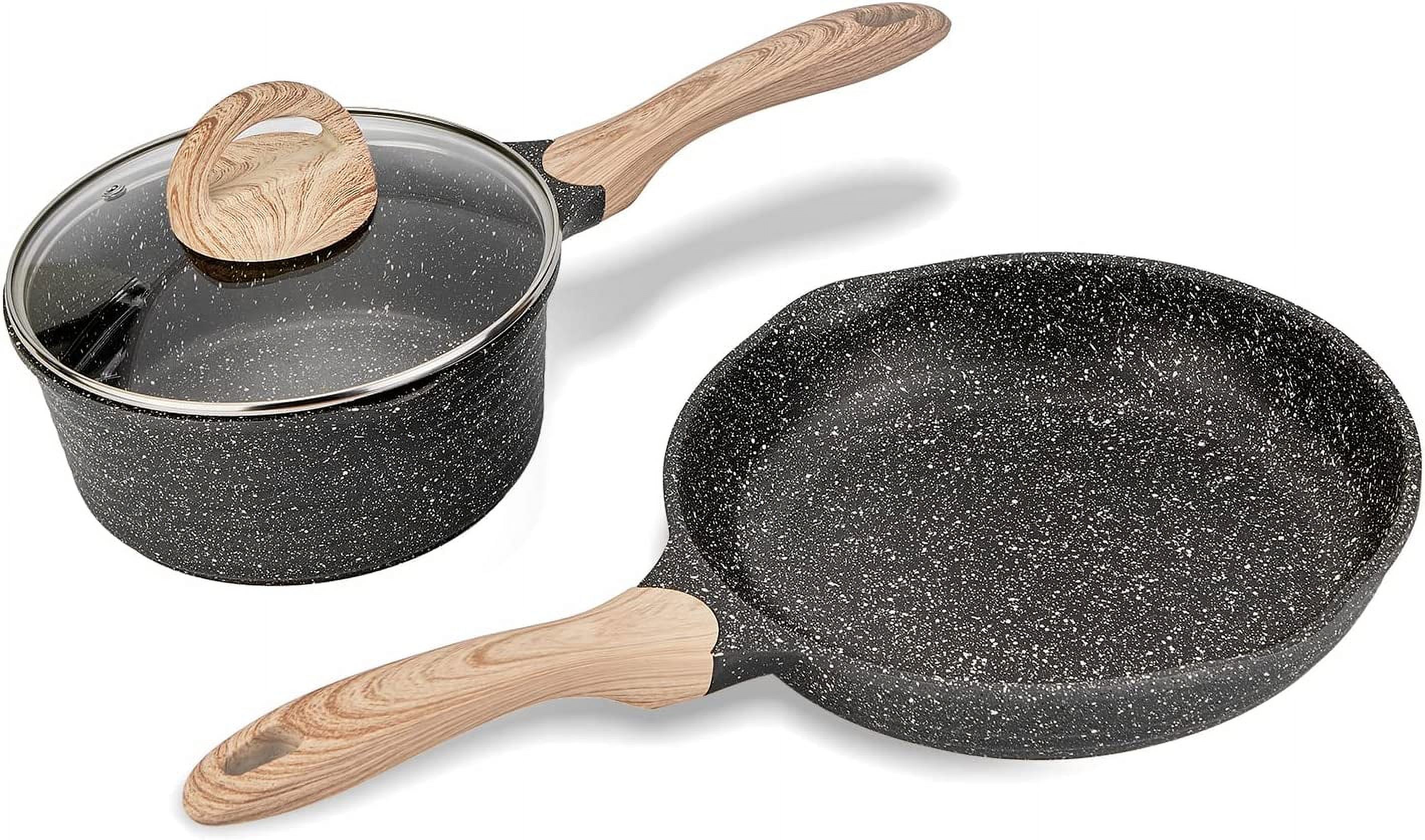 Nonstick Pots and Pans Set, Induction Granite Coating Pots with 9.5