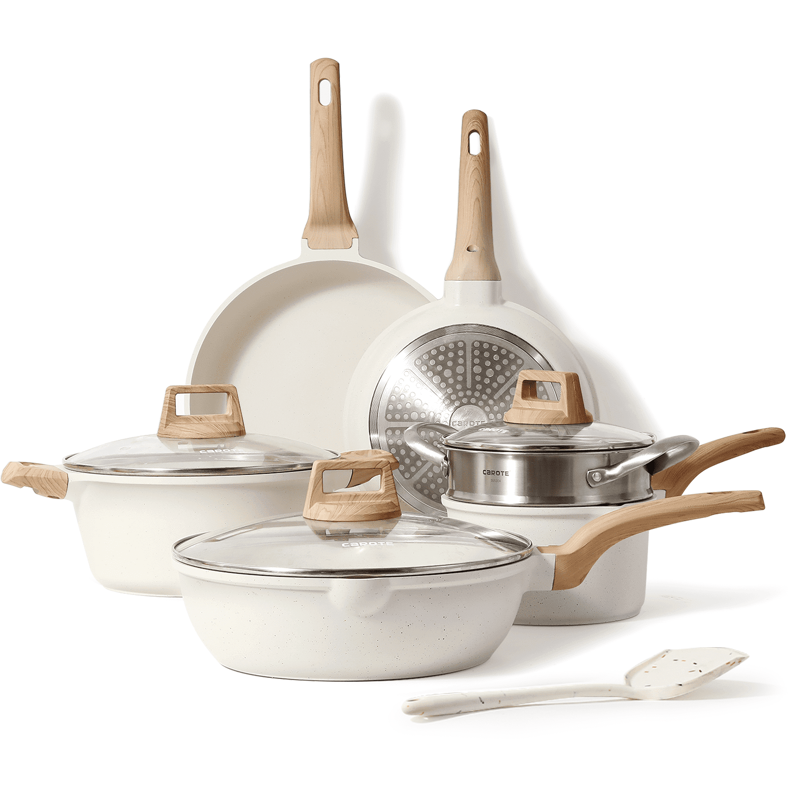 Nonstick Pots and Pans Set, 10 Pcs Granite Stone Kitchen Cookware Sets ...