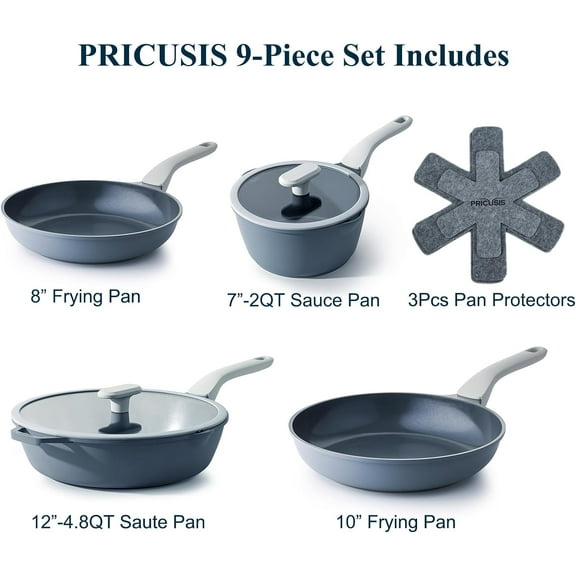 9-Piece Nonstick Ceramic Cookware Set - Gray