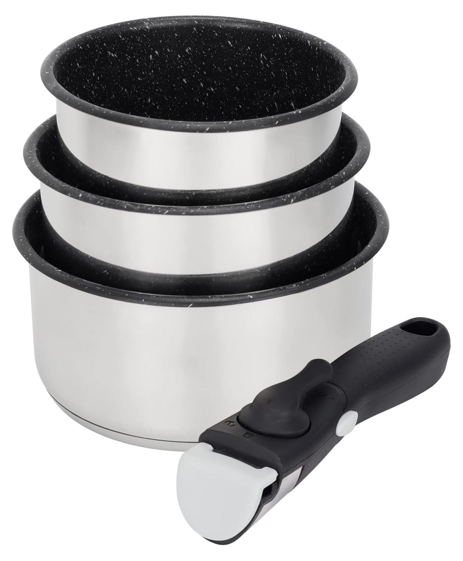 Nonstick Pots and Pans Set Removable Handle, Stainless Steel Cookware Set with Detachable Handle