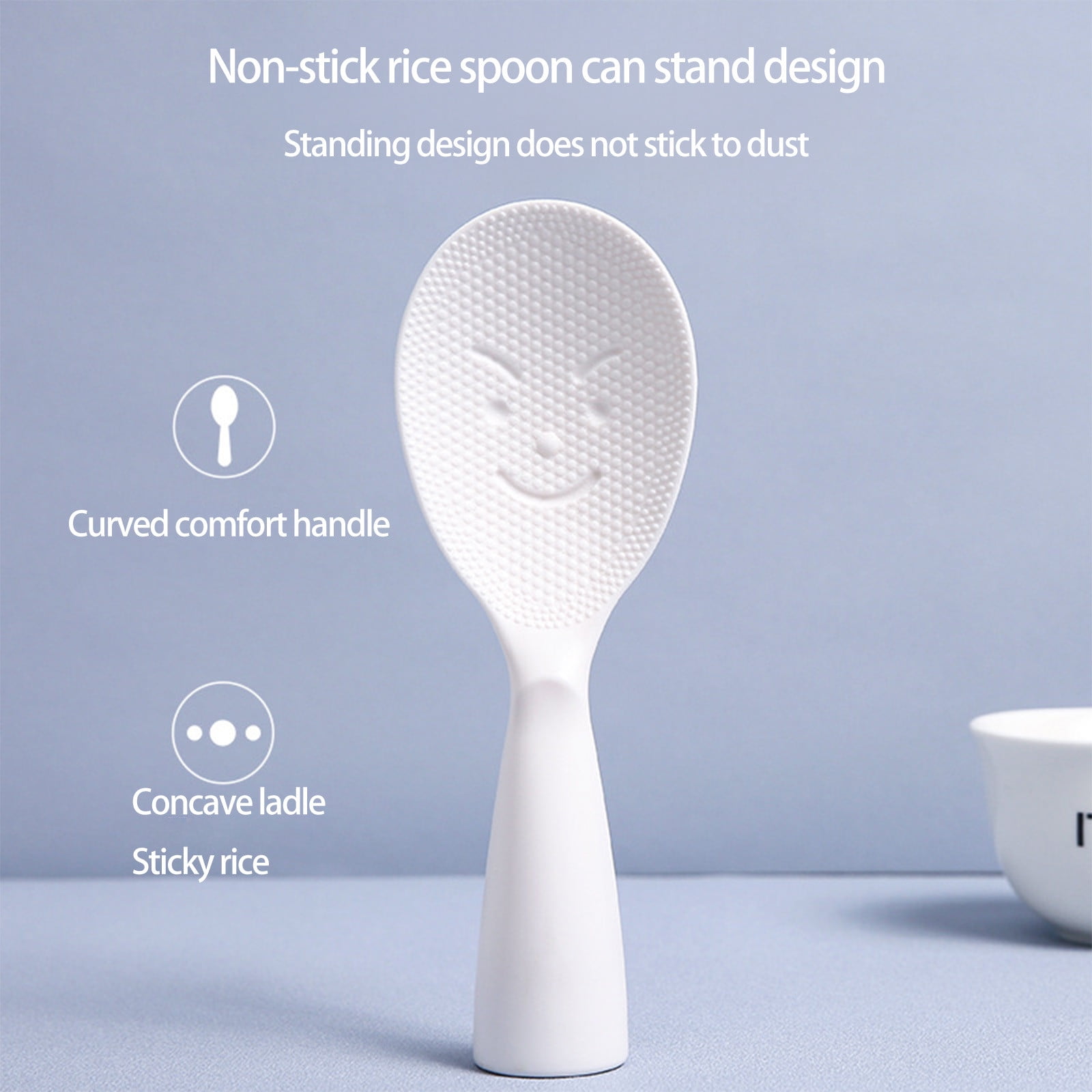 Nonstick Rice Paddle Smile Face Standable Serving Spoon 20.5cm Plastic ...
