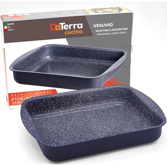 Nonstick Roasting & Lasagna Pan  16"x12"x3", Ceramic-Coated, Oven & Stovetop Safe to 600F, Sturdy Base, PTFE, PFOA & Lead-Free, Durable & Stylish Deep Roasting Tray - Made in Italy