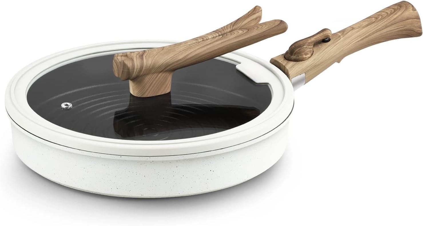 Nonstick Saute Pan with Lid Non Toxic PTFE & PFOA Free Oven Safe Compatible Induction Skillet
