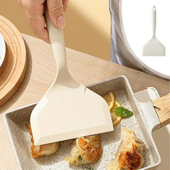 Nonstick Silicone Spatula for Cookware | Heat Resistant | Wide Seamless Turner | Flexible White Kitchen Utensil 10.2" | Flip, Stir, Scrape | Durable, Easy Clean | 1 Count