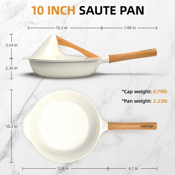 Nonstick Skillet with Lid ,10 Inch Deep Frying Pan, Toxin-Free Ceramic Frying Pan Cookware, Wabi-Sabi Style Healthy Non Toxic Cooking Pan with Helper Handle, Saute Pan Compatible with All Stovetops