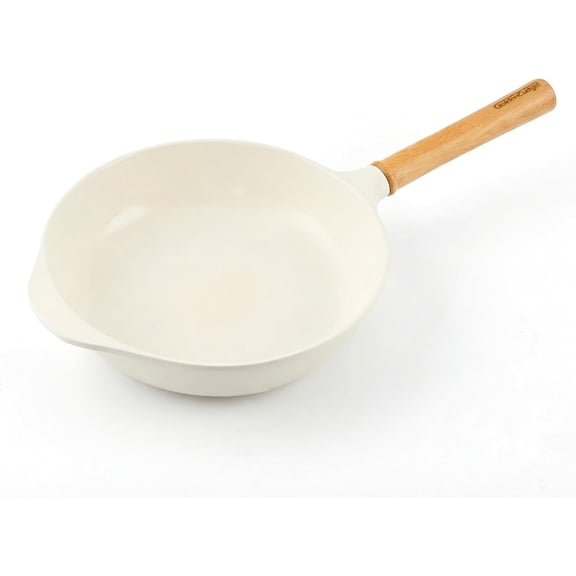 Nonstick Skillet with Lid ,10 Inch Deep Frying Pan, Toxin-Free Ceramic Pan Cookware, Wabi-Sabi Style Healthy Non Toxic Cooking Helper Handle, Saute Compatible All Stovetops