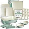 thumbnail image 1 of Country Kitchen Baking Set, 13-Piece Stackable Nonstick Baking Sheets & Pans, Light Sage, 1 of 6
