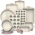 thumbnail image 1 of Country Kitchen Bakeware Set, 22-Piece Nonstick Stackable Baking Sheets with Silicone Handles, Pink, 1 of 7