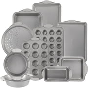 Country Kitchen Baking Pans, 10-Piece Stackable Nonstick Bakeware Set, Silver