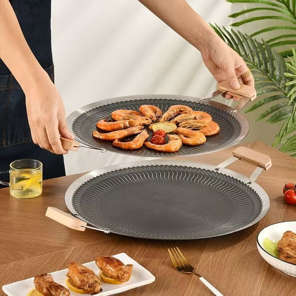 Nonstick Stainless Steel Griddle Pan with Ceramic Coating, Scratch Resistant Cookware with Cool Grip Handles, Dishwasher Safe