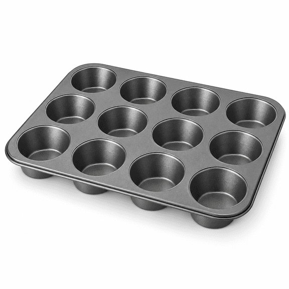Ibiwe 12-Cup Nonstick Muffin Pan, Heavy-Duty Steel Cupcake Baking Tray, Oven Safe Bakeware