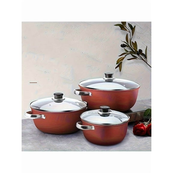 Nonstick Stock Pot 10 Inch Stone-Derived Dutch Oven with Iron Core, Even Heating Induction-Compatible Stewing Pot for Boiling, Christmas Holiday Gift, Red, 5 Quart