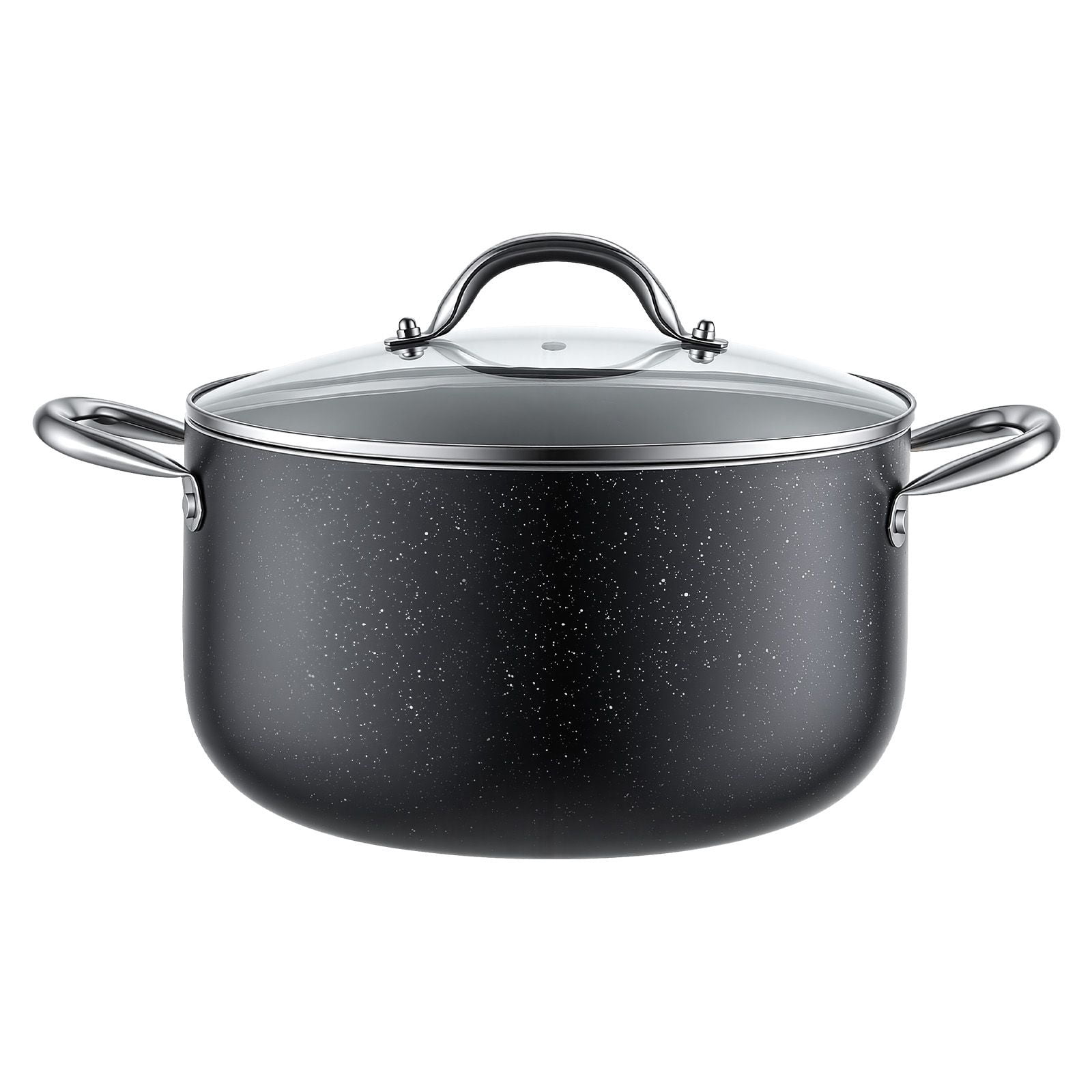 Nonstick Stock Pot 6 Quart Ceramic Coated Aluminum with Glass Lid for Soups Stews Pasta