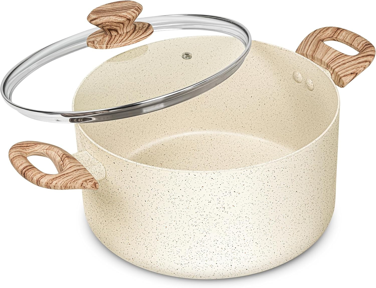 Nonstick Stock Pot, 6 Quart Cooking Pot with Lid, Induction Soup Pot