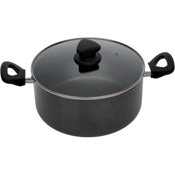 Nonstick Stock Pot with Glass Lid 4.8-Quart Cookware, Black