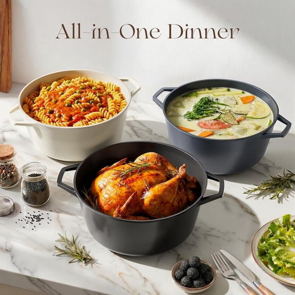 Nonstick Stock Pot with Silicone Rim Glass Lid 7QT Induction Compatible Dishwasher Safe for Pasta Stews