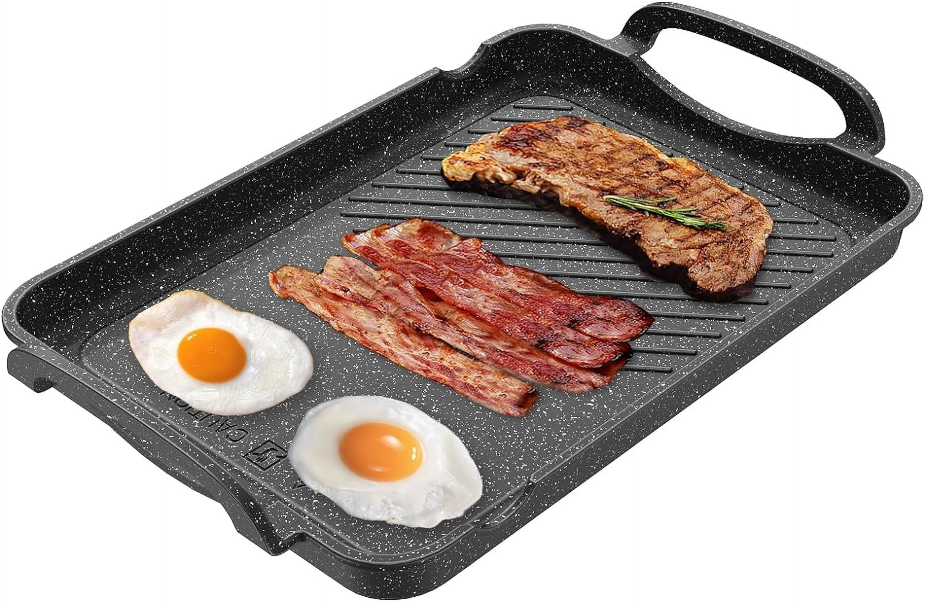 Nonstick Stove Top Griddle/Grill,16.5"x12.0", Double Burner Granite