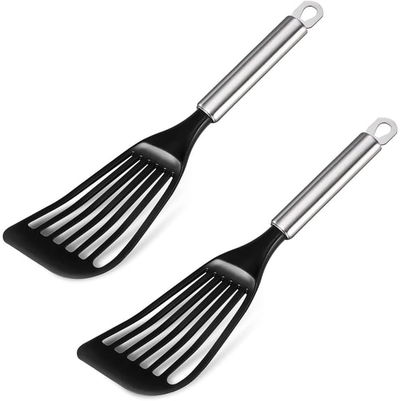 Nonstick cookware Thin Fish Spatula Turner Flexible Nylon Metal Egg Spatulas Wide Blade Lightweight Heat Resistant Kitchen Use