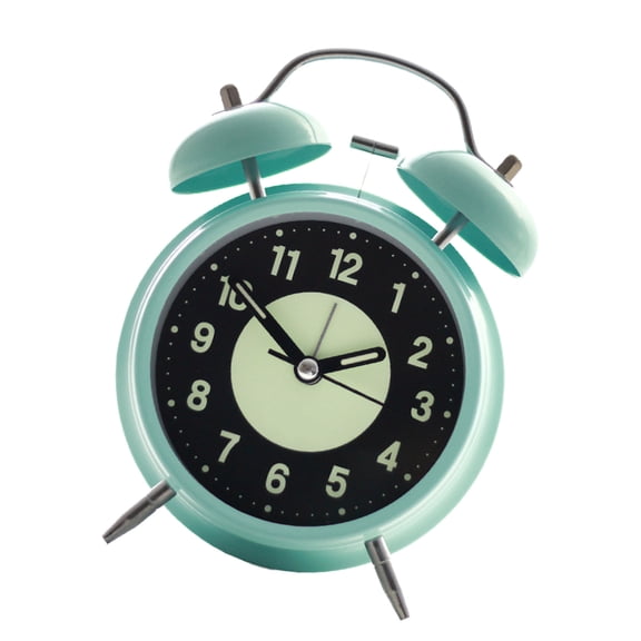 Nonticking Metal Alarm Clock with Glowing Dials Powerful Wake Up Sound Nightlight Bedroom Desk Clock for Heavy Sleepers