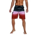 thumbnail image 1 of Nonwe Men's Beachwear Quick Dry Holiday Drawstring Striped Beach Shorts Red 40, 1 of 6