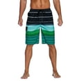thumbnail image 1 of Nonwe Men's Beachwear Quick Dry Holiday Drawstring Striped Board Shorts Green 34, 1 of 6