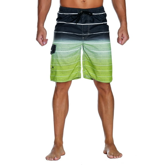 Nonwe Men's Beachwear Quick Dry Holiday Drawstring Striped Swim Trunks Sharp Green 38