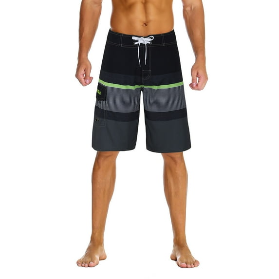 Nonwe Men's Sportwear Quick Dry Swim Trunks with Lining Black&Gray 36