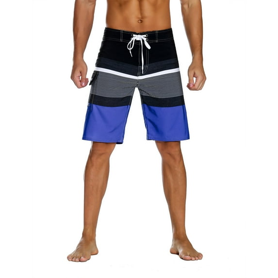 Nonwe Men's Sportwear Quick Dry Swim Trunks with Lining Blue&Black 42