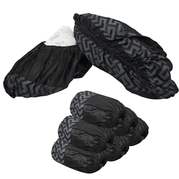 Nonwoven Disposable Shoe Covers, Black, 100 Pcs, Anti-Slip, Dustproof, Waterproof, Elastic Band, Fits Shoe Sizes 35-44, Durable, Tear-Resistant for Home, Office, and Industrial Use