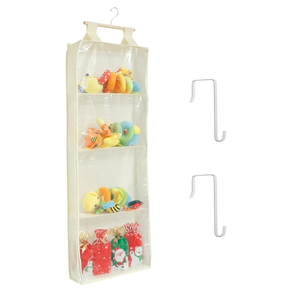 Nonwoven Hanging Yarn Storage Bag Wall Mounted Knitting Organizer with 4 Compartment Large Capacity Hanging Yarn Holder for Clothes