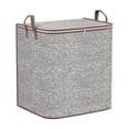 thumbnail image 1 of Nonwoven Storage Box Square Storages Box with Zipper Grey Corrugated Storage Bin with Lid Foldable Clothes Quilt Organizer for Bedroom Cabinet Home, 1 of 4