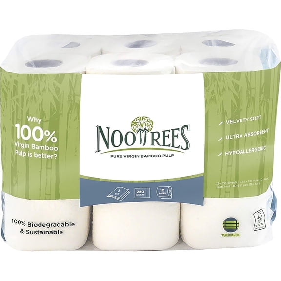 NooTrees Bamboo Toilet Rolls 3 Ply 12 Rolls