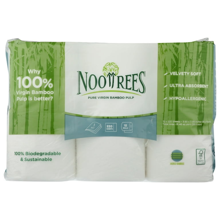 Toilet Paper - 12 Rolls, 100% Bamboo, 3 Ply