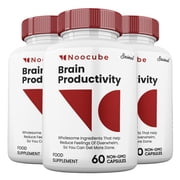 Noocube Brain Productivity Capsules, Official Cognitive Supplement, Maximum Strength 3 Pack