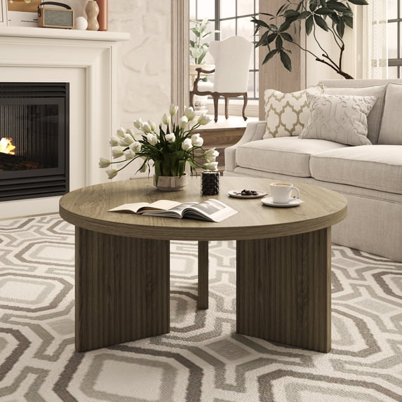 Noodeniya 35" Round Coffee Tables, Accent Tea Tables for Living Room, Grey