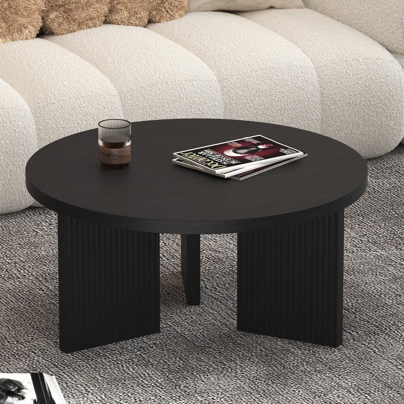 Noodeniya 35" Round Coffee Tables, Small Tables for Living Room, Black