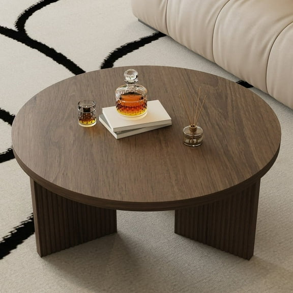 Noodeniya 35" Round Coffee Tables, Small Tables for Living Room, Brown