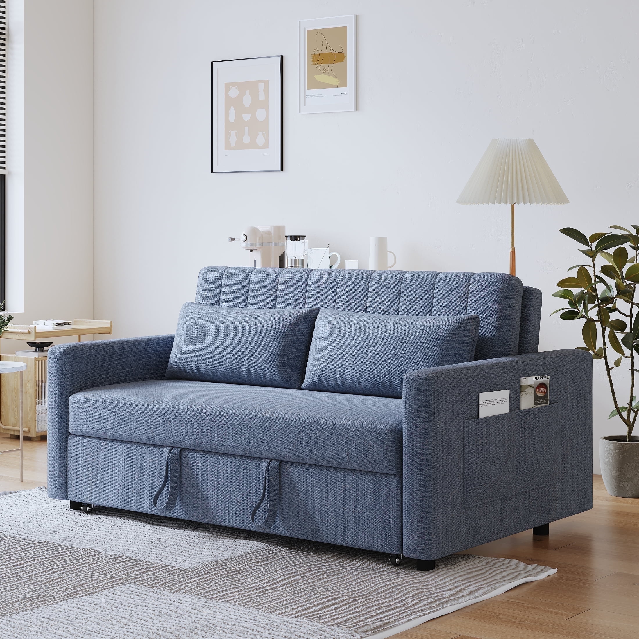Noodeniya 54" Twins Pull Out Sofa Bed with 2 Large Side Pockets