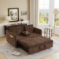 thumbnail image 1 of Noodeniya 57" 3 In 1 Convertible Sleeper Couch Bed with two cup holders, pull out sofa bed with USB and Side Pocket, Brown, 1 of 17