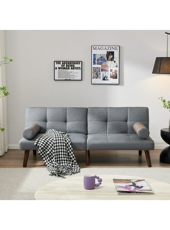 Noodeniya Convertible Sofa Bed, Upholstered Sleeper Futon Adjustable Sofa for Living Room, Bed Room, Gray