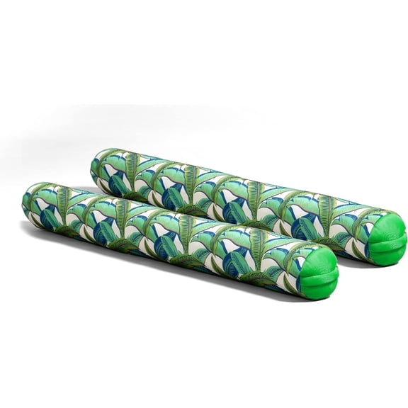 Noodle 2 Pack No Inflation Needed Pool Floats, Tropical Palm Green Double Sided Mesh, Quick Draining Fabric, Jumbo 4 feet