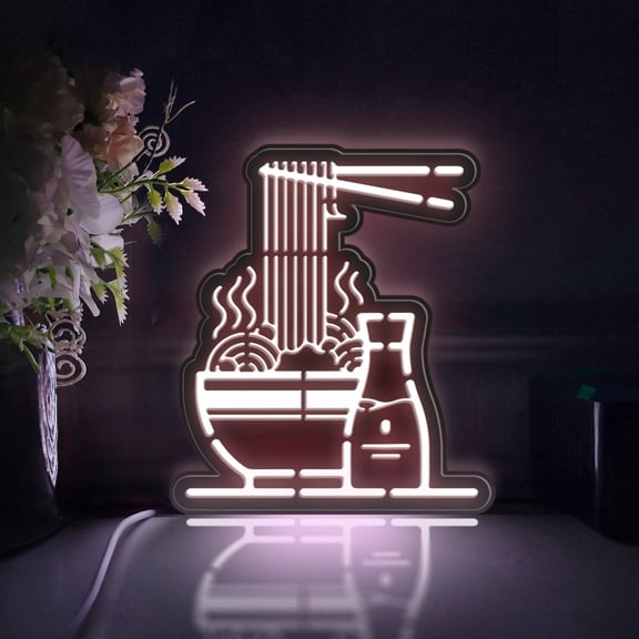 Noodle And Soy Sauce Led Light Box, Dimmable Neon-Like Light Signs USB Power for Wall Decor Bedroom Decoration, Static Light (WxH) 12"x13"