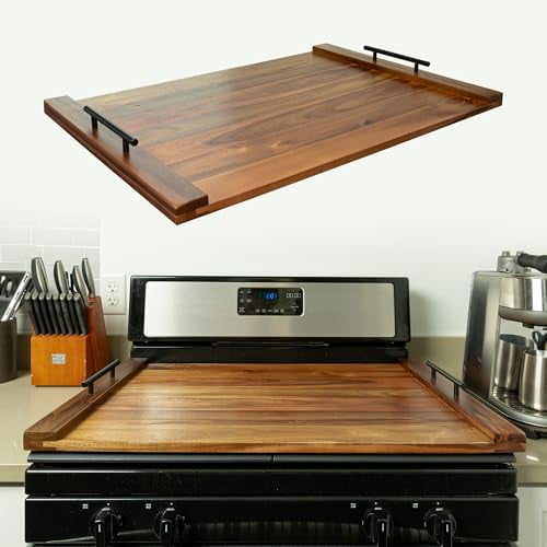Noodle Board Stove Cover - Acacia Wood Stove Top Cover  Large Wood Cutting Board - Stove Top Covers for Electric Stove - Countertop Saver - Charcuterie Tray - Serving Board - Rustic Kitchen Decor